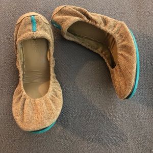 Tieks, tan tweed, size 9, good condition